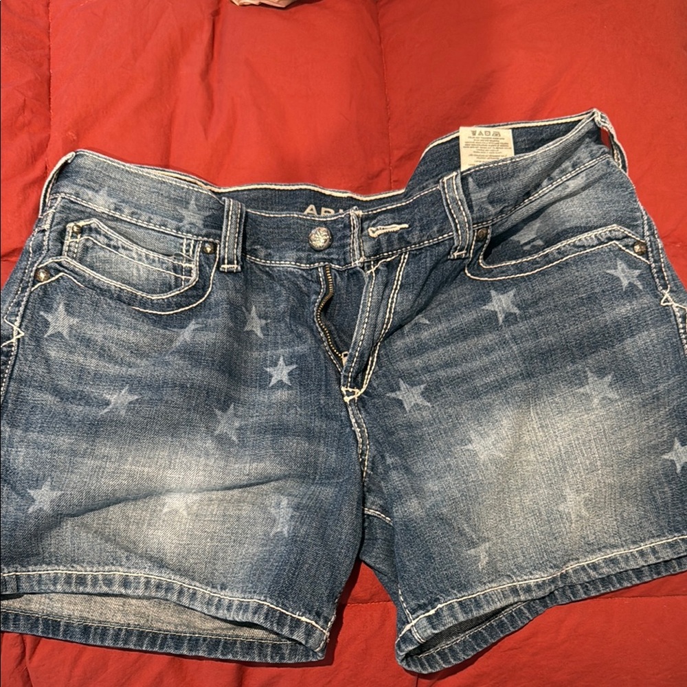 Ariat Blue Jean Shorts Distressed Denim Mid-Thigh